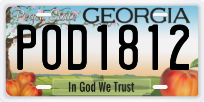 GA license plate POD1812