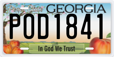 GA license plate POD1841