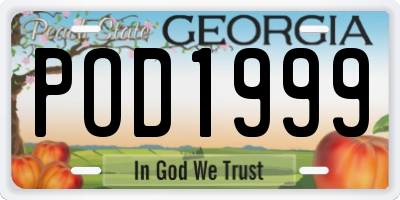 GA license plate POD1999