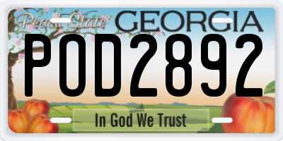 GA license plate POD2892