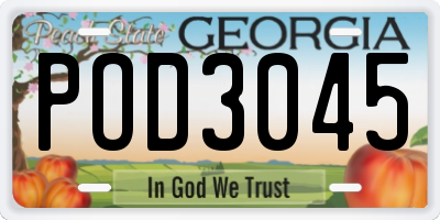 GA license plate POD3045