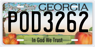 GA license plate POD3262