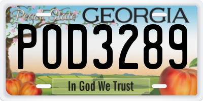 GA license plate POD3289