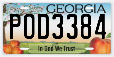 GA license plate POD3384