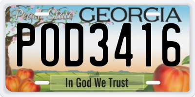 GA license plate POD3416