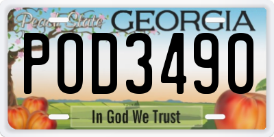 GA license plate POD3490