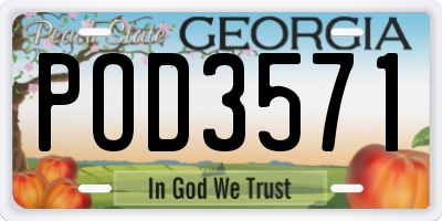GA license plate POD3571
