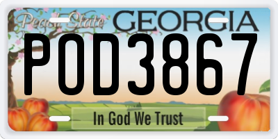 GA license plate POD3867