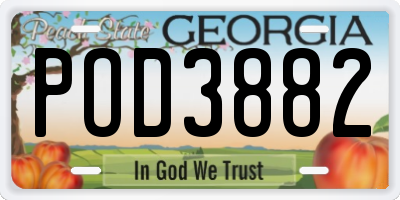GA license plate POD3882