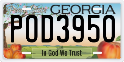 GA license plate POD3950