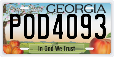 GA license plate POD4093