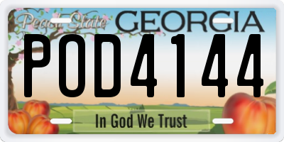 GA license plate POD4144