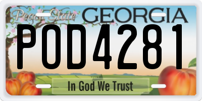 GA license plate POD4281