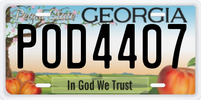 GA license plate POD4407