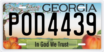 GA license plate POD4439