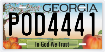 GA license plate POD4441
