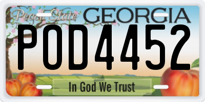 GA license plate POD4452