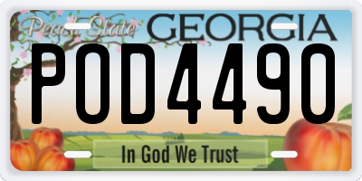 GA license plate POD4490