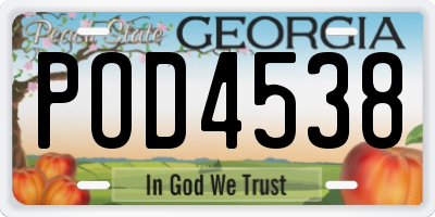 GA license plate POD4538