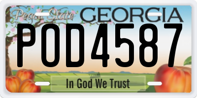 GA license plate POD4587