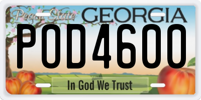 GA license plate POD4600