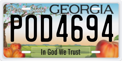 GA license plate POD4694