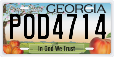 GA license plate POD4714