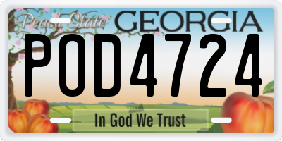 GA license plate POD4724