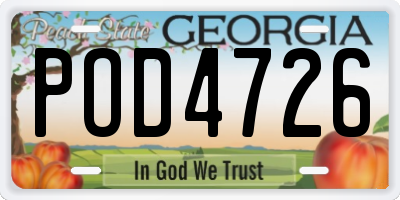 GA license plate POD4726
