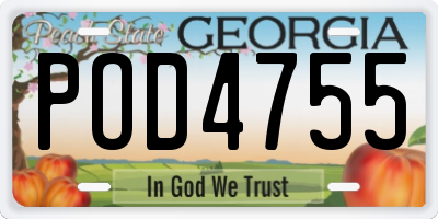 GA license plate POD4755