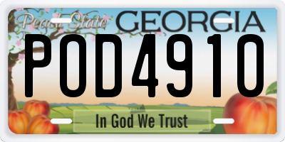 GA license plate POD4910