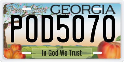 GA license plate POD5070