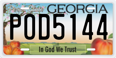 GA license plate POD5144