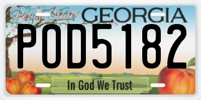 GA license plate POD5182