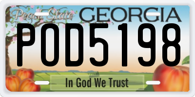 GA license plate POD5198