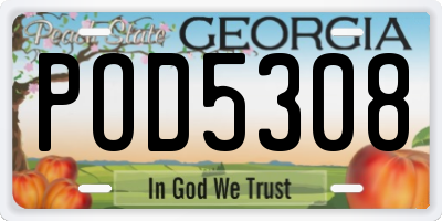 GA license plate POD5308