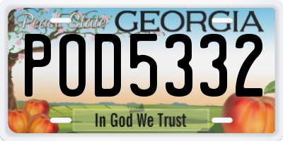 GA license plate POD5332