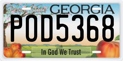 GA license plate POD5368