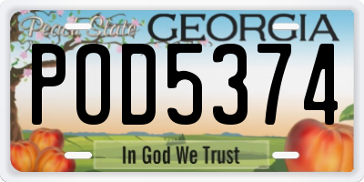 GA license plate POD5374