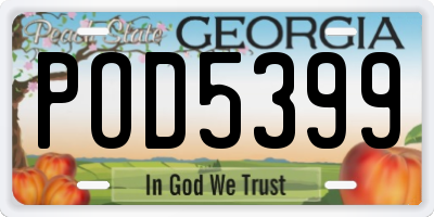 GA license plate POD5399