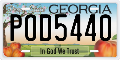 GA license plate POD5440