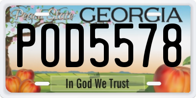 GA license plate POD5578