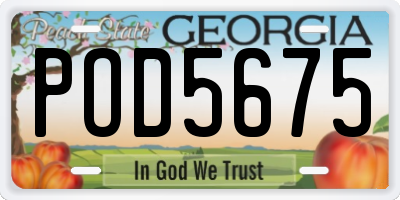 GA license plate POD5675