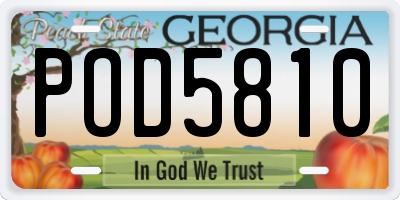 GA license plate POD5810