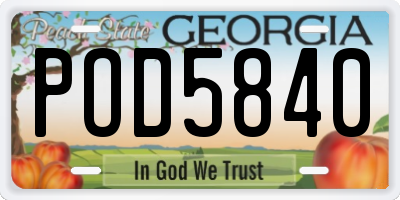 GA license plate POD5840