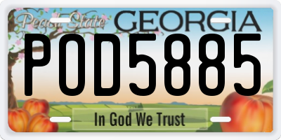 GA license plate POD5885