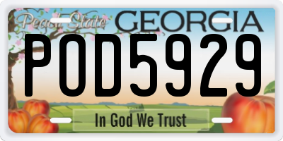 GA license plate POD5929