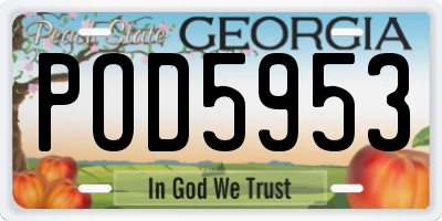 GA license plate POD5953