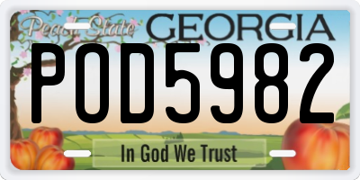 GA license plate POD5982