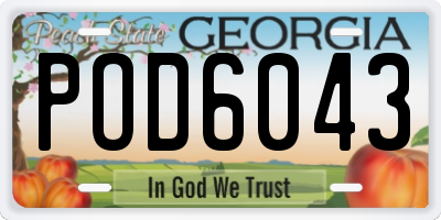 GA license plate POD6043
